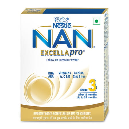 Nestle Nan Excella Pro 3 Follow-Up Formula With Dha & Ara | For 12-24 Months | 400g Pouch In Box