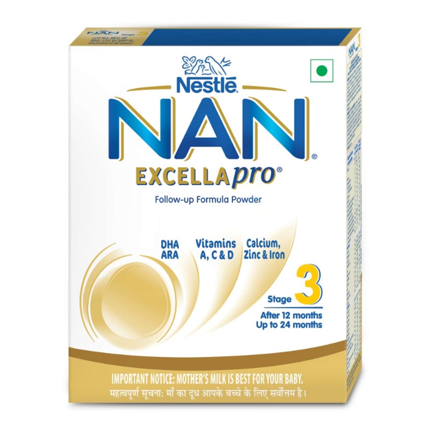 Nestle Nan Excella Pro 3 Follow-up Formula With Dha & Ara | For 12-24 Months | 400g Pouch In Box