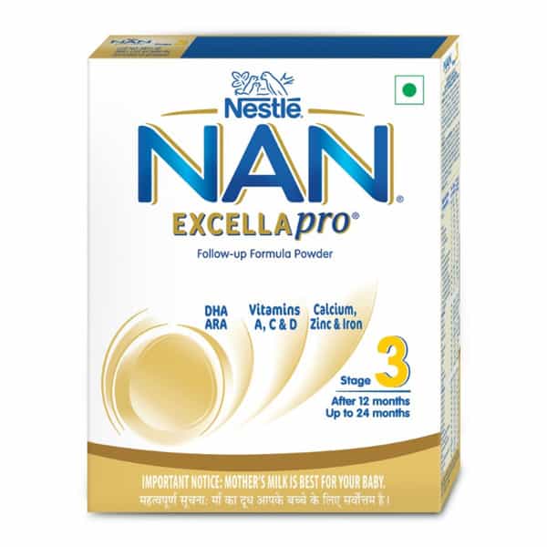 Nestle Nan Excella Pro 3 Follow-Up Formula With Dha & Ara | For 12-24 Months | 400G Pouch In Box