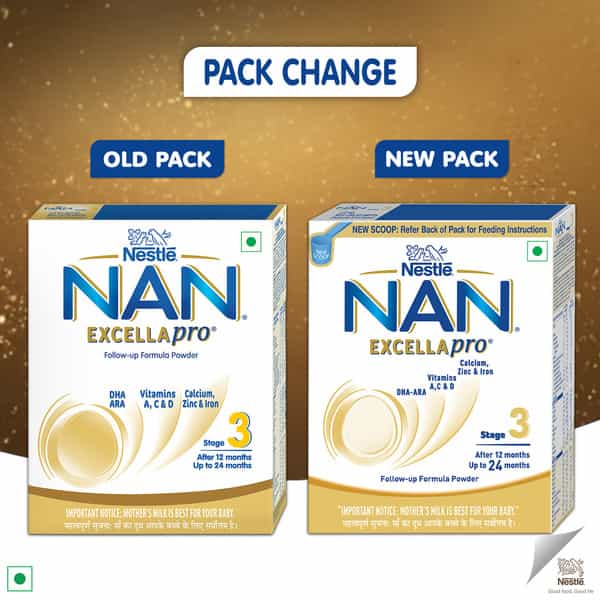 Nestle Nan Excella Pro 3 Follow-Up Formula With Dha & Ara | For 12-24 Months | 400G Pouch In Box