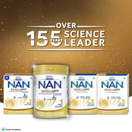 Nestle Nan Excella Pro 3 Follow-Up Formula With Dha & Ara | For 12-24 Months | 400g Pouch In Box