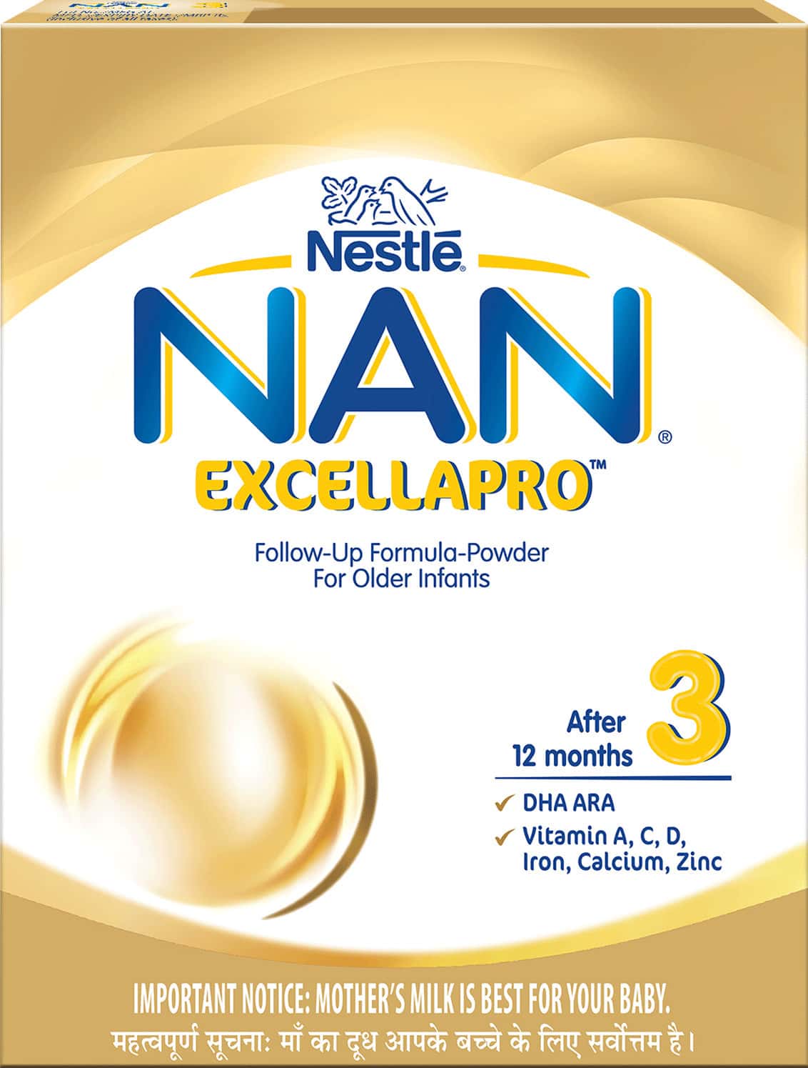 Nestle Nan Excella Pro 3 Follow-up Formula With Dha & Ara | For 12-24 Months | 400g Pouch In Box