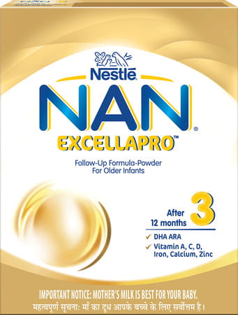 Nestle Nan Excella Pro 3 Follow-Up Formula With Dha & Ara | For 12-24 Months | 400g Pouch In Box
