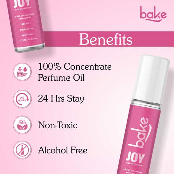 Bake Joy Peony Attar Roll-On Perfume Oil | Alcohol-Free | Long-Lasting Unisex Fragrance 10Ml