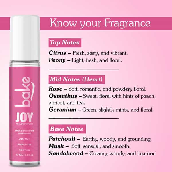 Bake Joy Peony Attar Roll-On Perfume Oil | Alcohol-Free | Long-Lasting Unisex Fragrance 10Ml