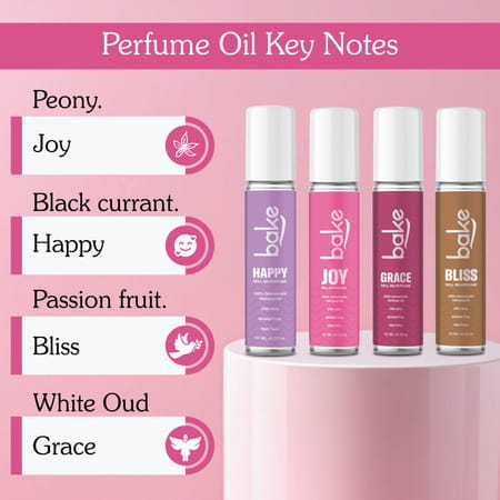 Bake Joy Peony Attar Roll-On Perfume Oil | Alcohol-Free | Long-Lasting Unisex Fragrance 10Ml