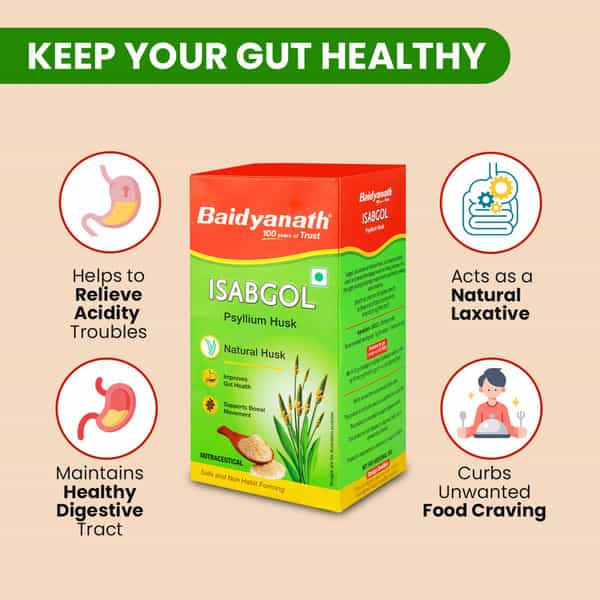 Baidyanath Ayurved Isabgol Psyllium Husk Powder 200G | Gluten Free Digestive Aid