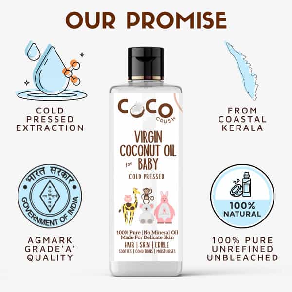 Coco Crush Cold-Pressed Virgin Coconut Oil For Baby Massage - 200Ml