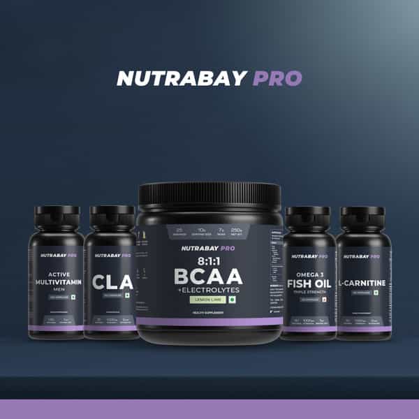 Nutrabay Pro With Electrolytes 7G Vegan Bcaas 1000 Mg Electrolytes - 250G Lemon Lime 25 Servings