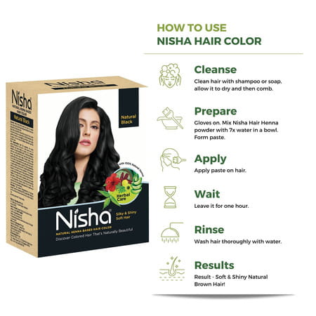 Nisha Henna Based Hair Color Natural Black 60g | Henna Powder Hair Color Dye Black Hair Colour