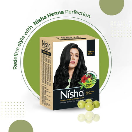 Nisha Henna Based Hair Color Natural Black 60g | Henna Powder Hair Color Dye Black Hair Colour