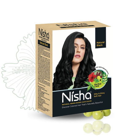 Nisha Henna Based Hair Color Natural Black 60g | Henna Powder Hair Color Dye Black Hair Colour