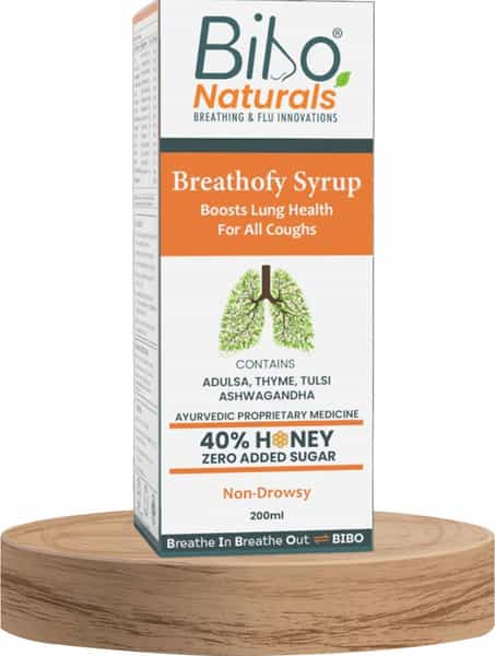 Bibo Breathofy Syrup | Lung Detox L All Coughs | 40% Honey | Adulsa Aswagandha Etc | 200Ml