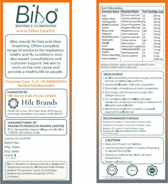 Bibo Breathofy Syrup | Lung Detox L All Coughs | 40% Honey | Adulsa Aswagandha Etc | 200Ml