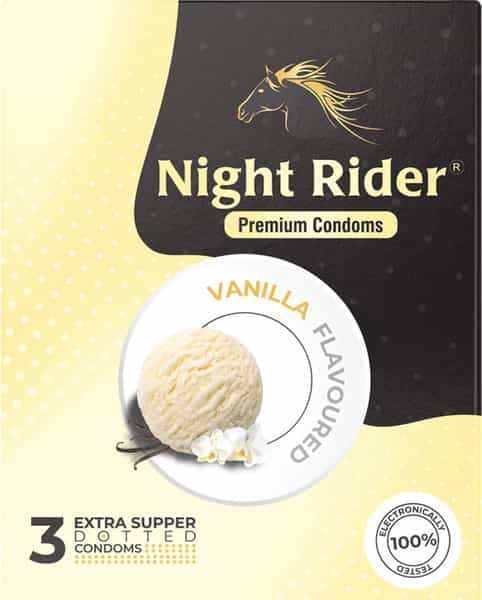 Night Rider Extra Super Dotted Condoms - 3 Piece (Vanilla Flavour)