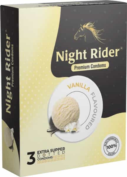 Night Rider Extra Super Dotted Condoms - 3 Piece (Vanilla Flavour)