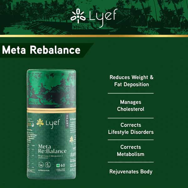 Lyef Meta-Rebalance Weight Management - Ayurveda Metabolism Booster Capsules - 100% Vegan)
