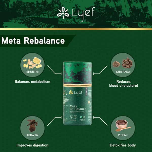 Lyef Meta-Rebalance Weight Management - Ayurveda Metabolism Booster Capsules - 100% Vegan)