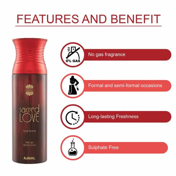 Ajmal 1 Distraction For Unisex 1 Sacred Love For Women 1 Evoke Silver For Men Pack Of 3 Deos- 600Ml