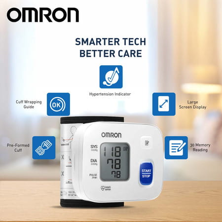 Omron Hem 6161 Fully Automatic Wrist Blood Pressure Monitor With Intellisense Technology