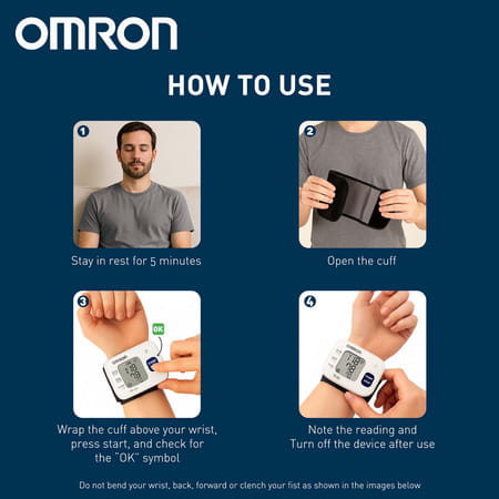 Omron Hem 6161 Fully Automatic Wrist Blood Pressure Monitor With Intellisense Technology