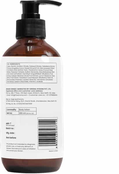 Sirona Blueberry Body Lotion For Intense Hydration & Deep Moisturization For Men & Women- 300 Ml