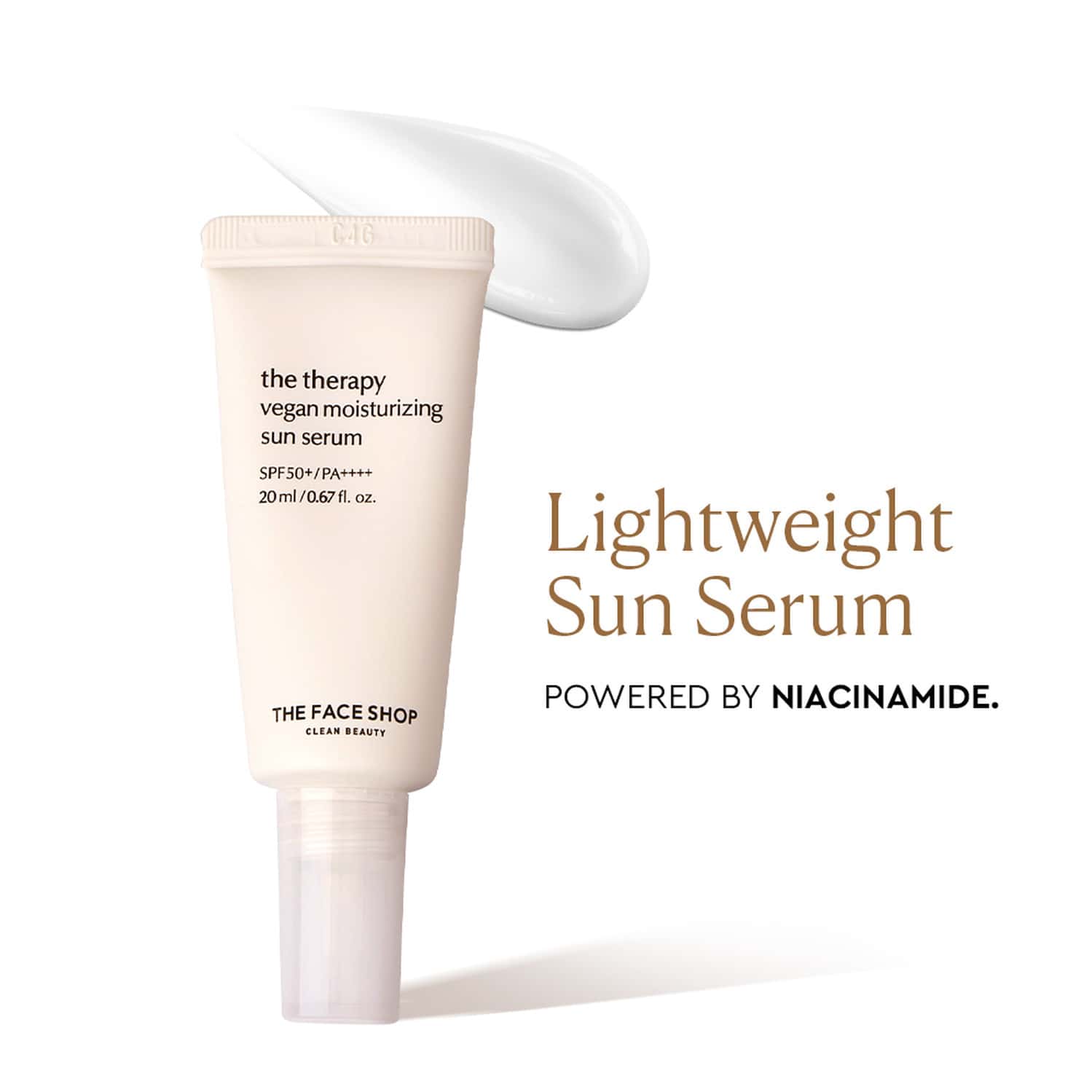 The Face Shop Vegan Korean Mini Sunscreen Serum Spf 50+ Pa++++ | Niacinamide & No White Cast - 20ml