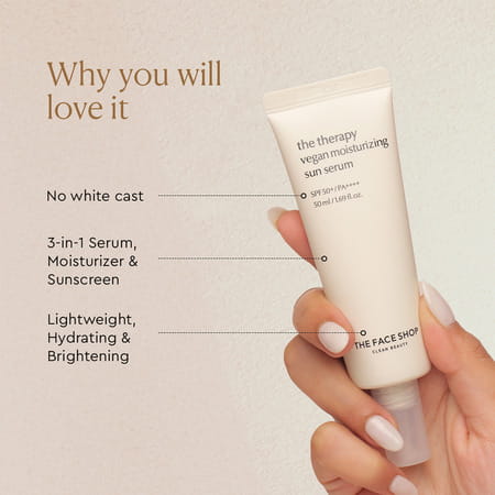 The Face Shop Vegan Korean Mini Sunscreen Serum Spf 50+ Pa++++ | Niacinamide & No White Cast - 20ml