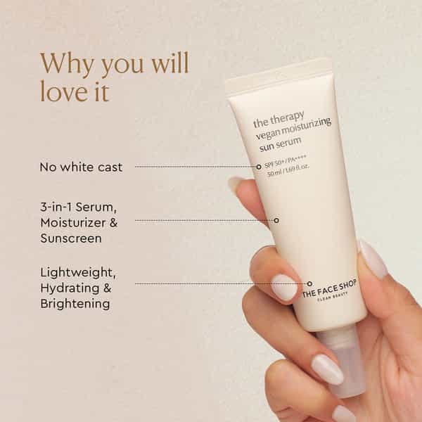 The Face Shop Vegan Korean Mini Sunscreen Serum Spf 50+ Pa++++ | Niacinamide & No White Cast - 20Ml