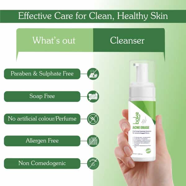 Bake Acne Erase Foaming Face Wash With 2% Salicylic & Niacinamide (100Ml)