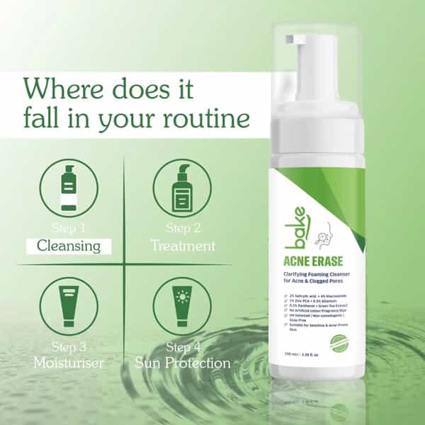 Bake Acne Erase Foaming Face Wash With 2% Salicylic & Niacinamide (100Ml)