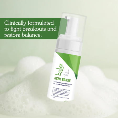 Bake Acne Erase Foaming Face Wash With 2% Salicylic & Niacinamide (100ml)