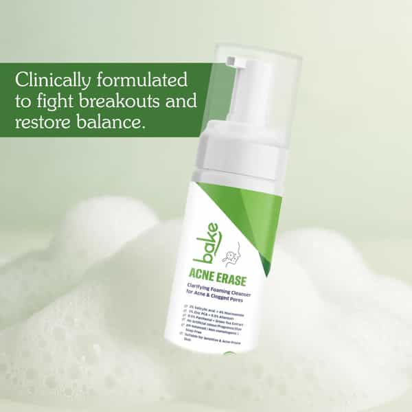 Bake Acne Erase Foaming Face Wash With 2% Salicylic & Niacinamide (100Ml)