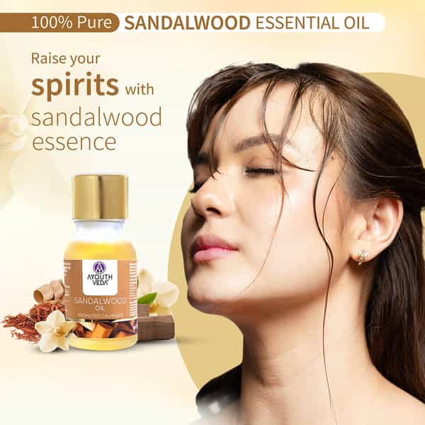 Ayouthveda Sandalwood Essential Oil For Aromatherapy To Relax Mind & Rejuvenate Skin 15 Gm