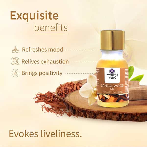 Ayouthveda Sandalwood Essential Oil For Aromatherapy To Relax Mind & Rejuvenate Skin 15 Gm