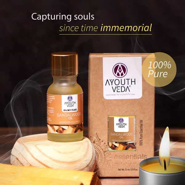 Ayouthveda Sandalwood Essential Oil For Aromatherapy To Relax Mind & Rejuvenate Skin 15 Gm