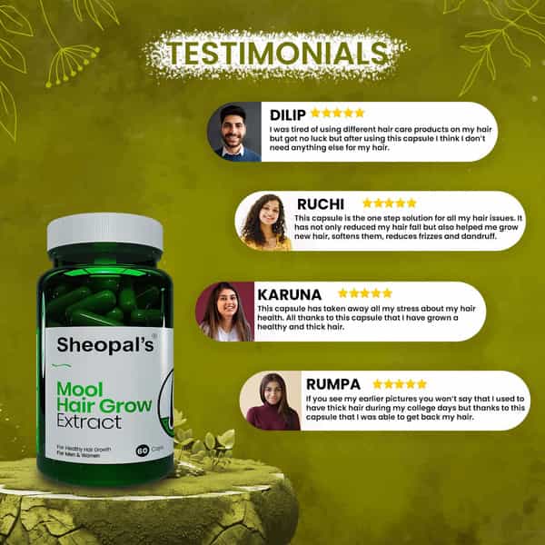 Sheopal's Mool Hair Grow Extract Promotos Healthy Growth | For Hair Growth | Unisex (60 Capsules)