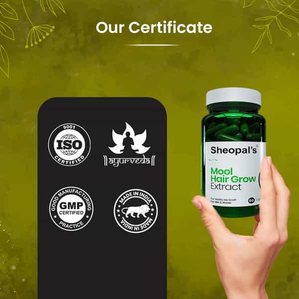 Sheopal's Mool Hair Grow Extract Promotos Healthy Growth | For Hair Growth | Unisex (60 Capsules)