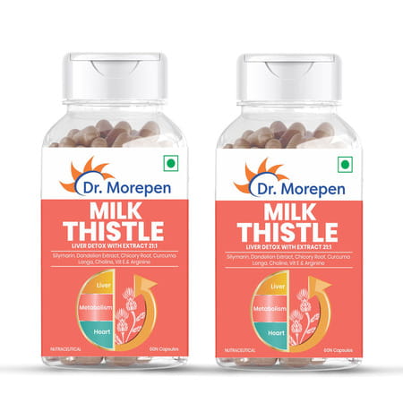 Dr. Morepen Milk Thistle+ | Lever Detox With Extract | Capsules | 60 No'S | Pack Of 2