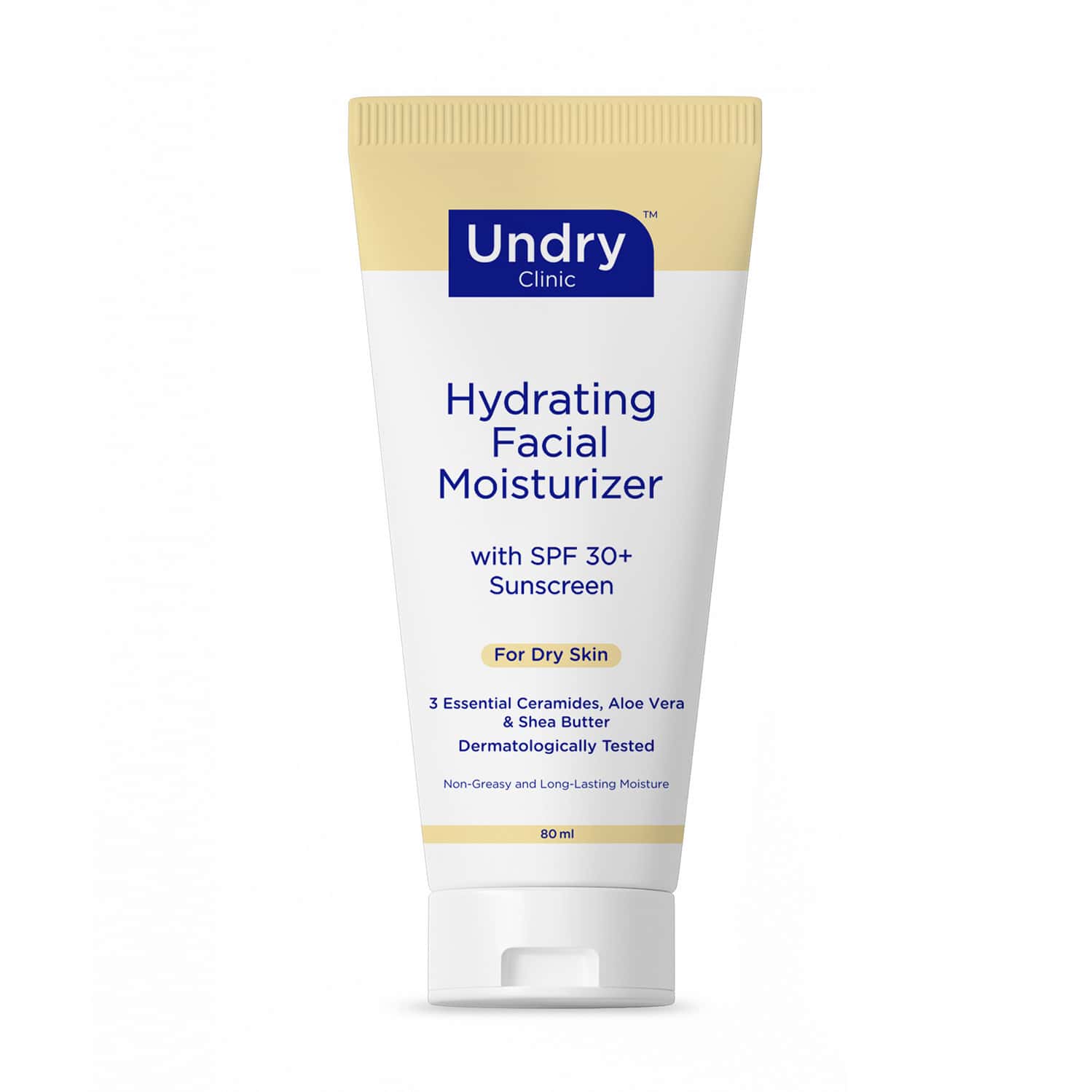 Undry Facial Moisturizer For Dry Skin 80ml Moist For Face With Sunscreen Spf30 | Ceramide | Aloe
