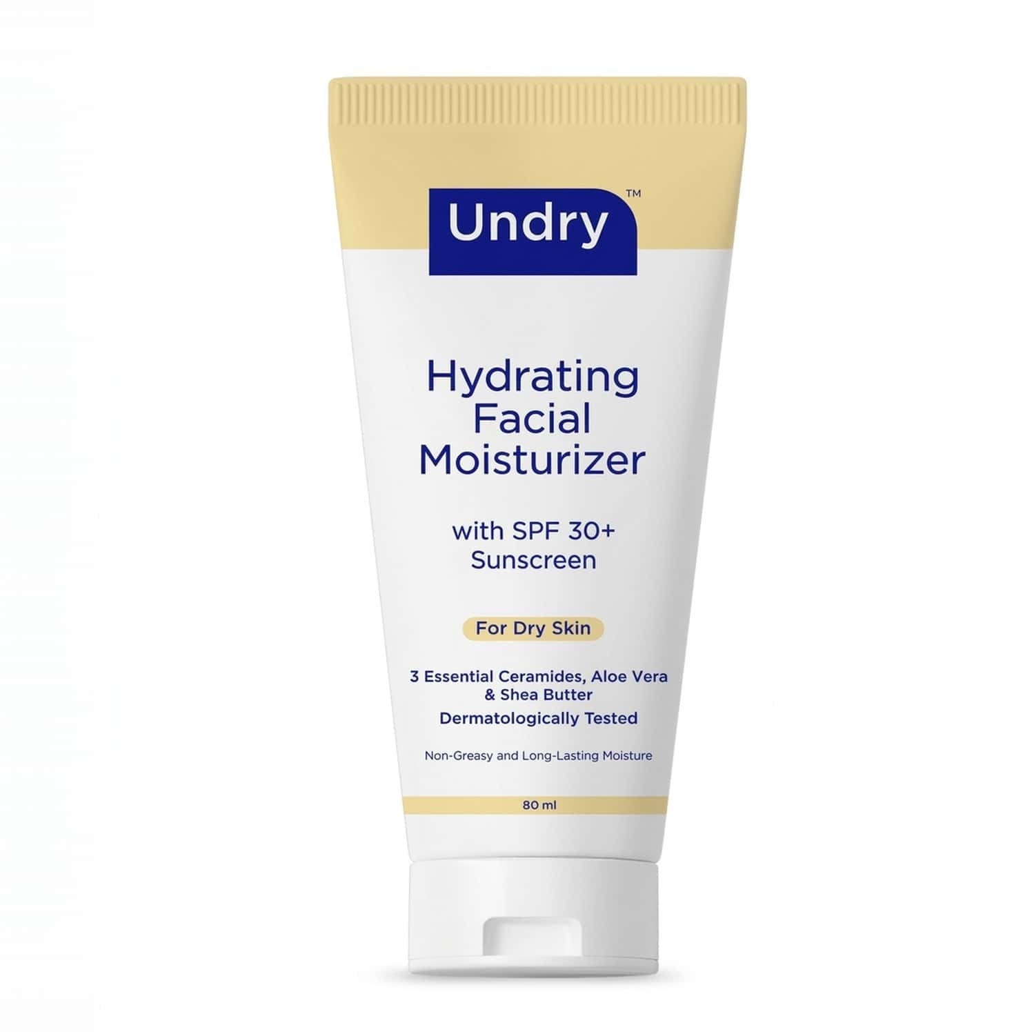 Undry Facial Moisturizer For Dry Skin 80ml Moist For Face With Sunscreen Spf30 | Ceramide | Aloe