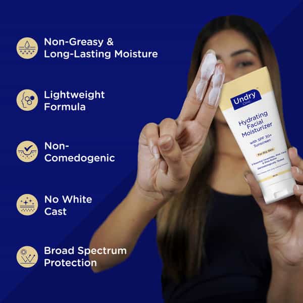 Undry Facial Moisturizer For Dry Skin 80Ml Moist For Face With Sunscreen Spf30 | Ceramide | Aloe