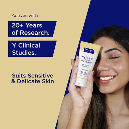 Undry Facial Moisturizer For Dry Skin 80ml Moist For Face With Sunscreen Spf30 | Ceramide | Aloe