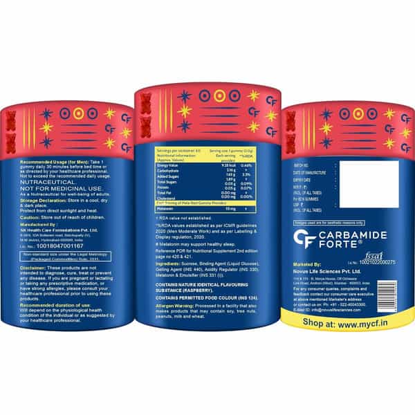 Carbamide Forte Melatonin 10Mg Raspberry Flavour Gummies 60 No's