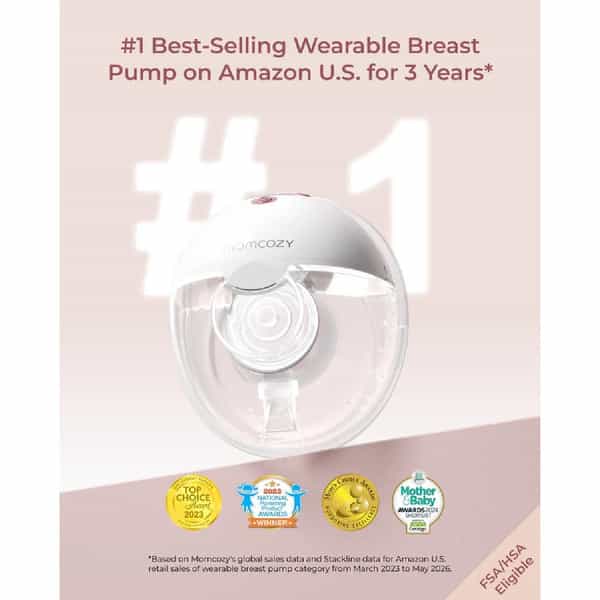 Momcozy Wearable Breast Pump M5 Smart Maroon Single Pack