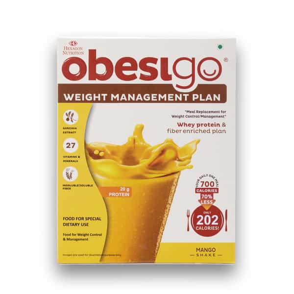 Obesigo | Best Meal Replacement Shake For Weight Loss (350Gm | 7 Sachets - Weekly | Mango Flavour)