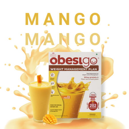 Obesigo | Best Meal Replacement Shake For Weight Loss (350gm | 7 Sachets - Weekly | Mango Flavour)