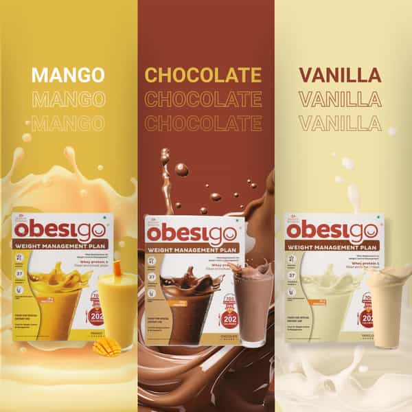Obesigo | Best Meal Replacement Shake For Weight Loss (350Gm | 7 Sachets - Weekly | Mango Flavour)