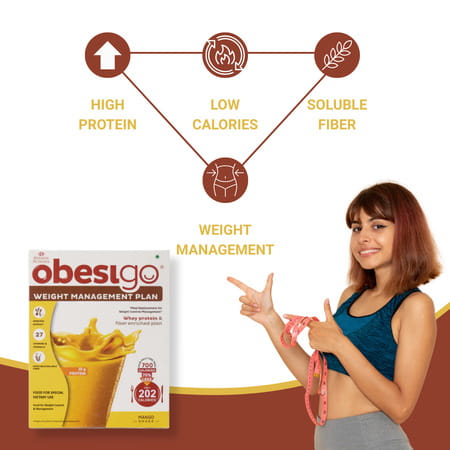 Obesigo | Best Meal Replacement Shake For Weight Loss (350gm | 7 Sachets - Weekly | Mango Flavour)