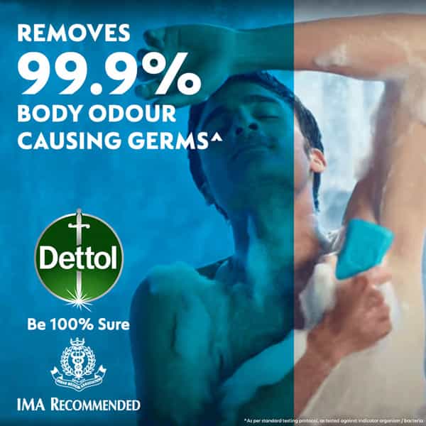 Dettol Intense Cool Bathing Soap Bar With Menthol (Buy 3 Get 1 Free - 75G Each)
